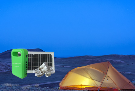 Sistema de energía solar para acampar.